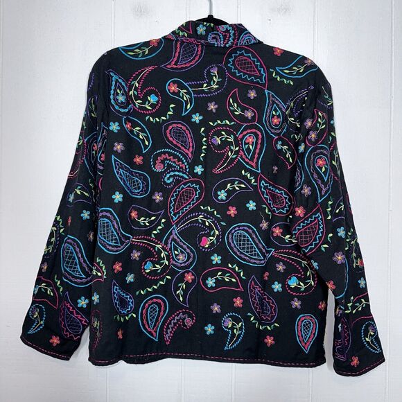 Units Women’s Paisley Floral Embroidered Jacket Black Size Small - Picture 2 of 5